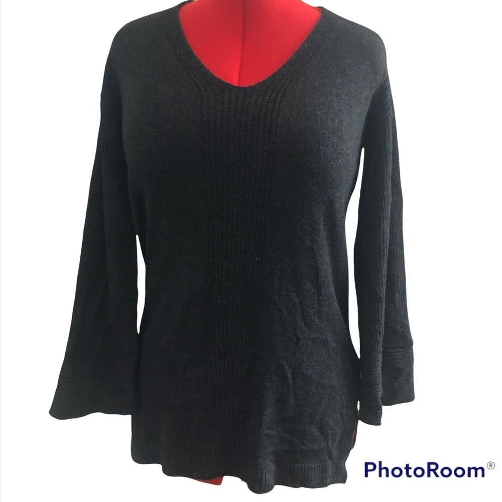 NEW LOFT Ribbed bell sleeve tunic sweater Viscose Wool Oversized XS witchy goth